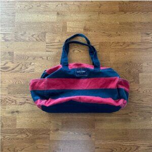 abercrombie kids Navy Blue Red Striped Duffle Tote Hand Gym Bag Overnight VTG